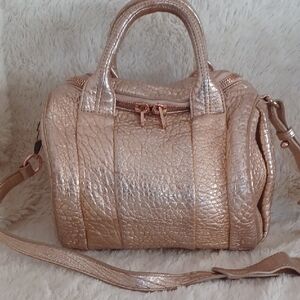 ALEXANDER WANG Rockie Rose Gold Leather Satchel-HB273